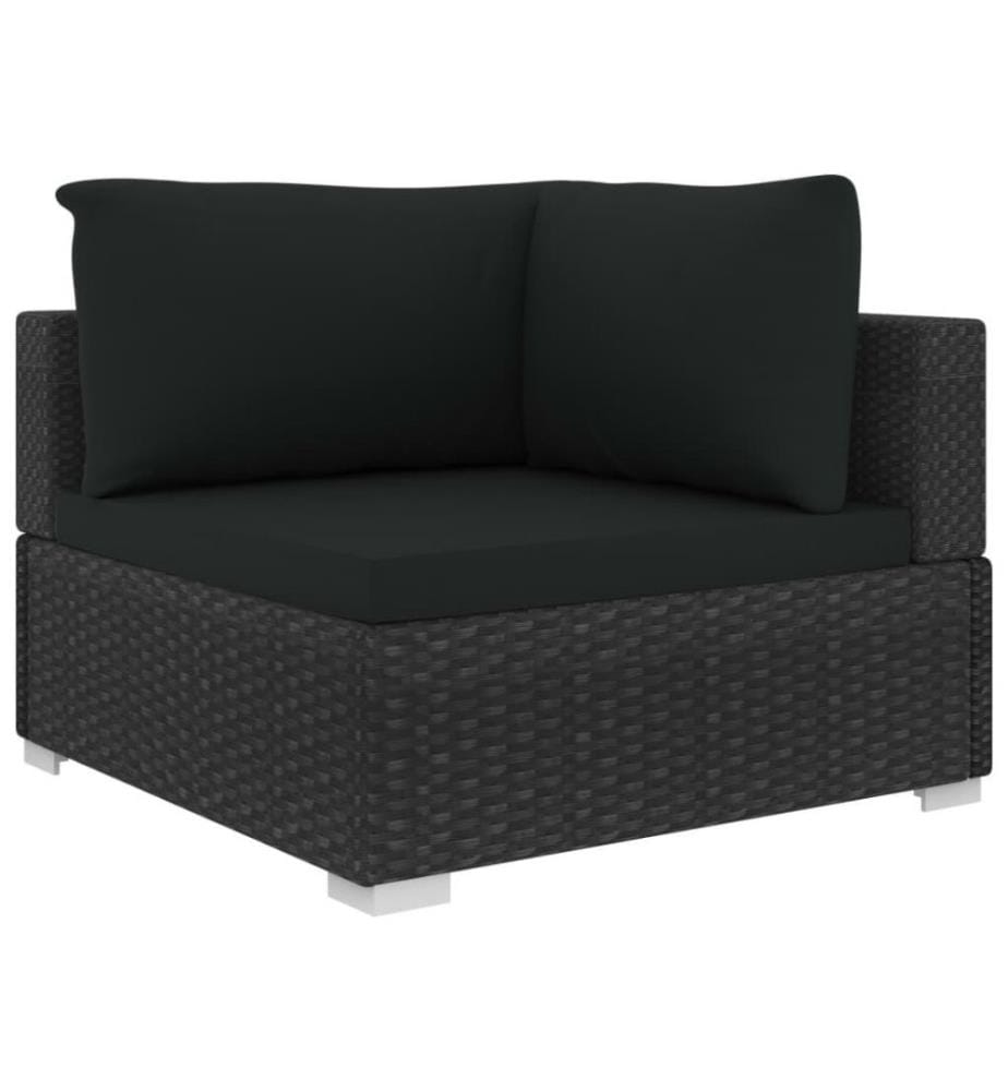 9-tlg. Garten-Lounge-Set mit Auflagen Poly Rattan Schwarz