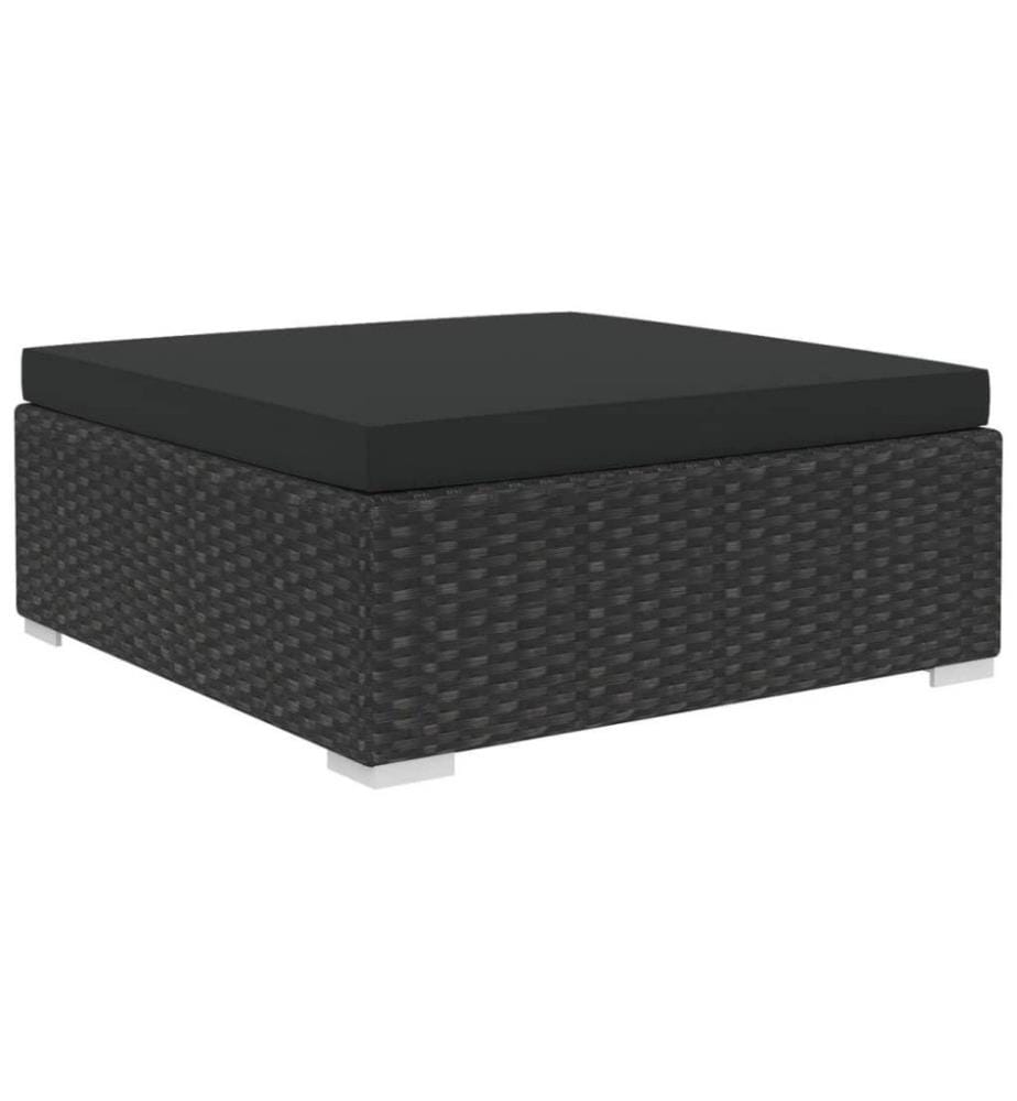 9-tlg. Garten-Lounge-Set mit Auflagen Poly Rattan Schwarz