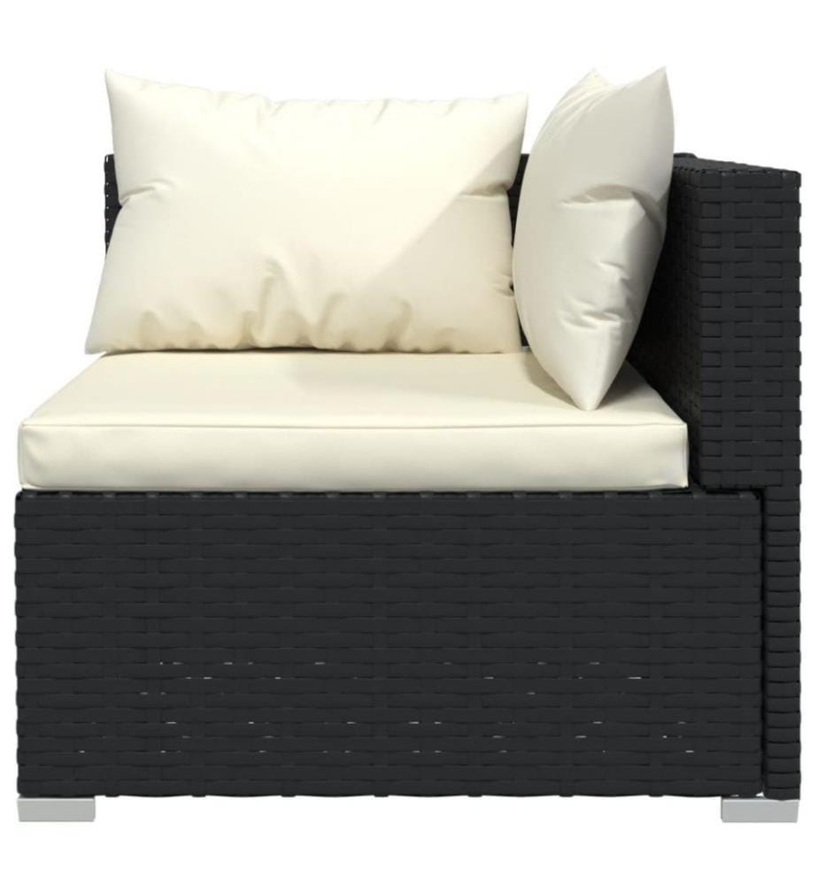 9-tlg. Garten-Lounge-Set mit Kissen Poly Rattan Schwarz
