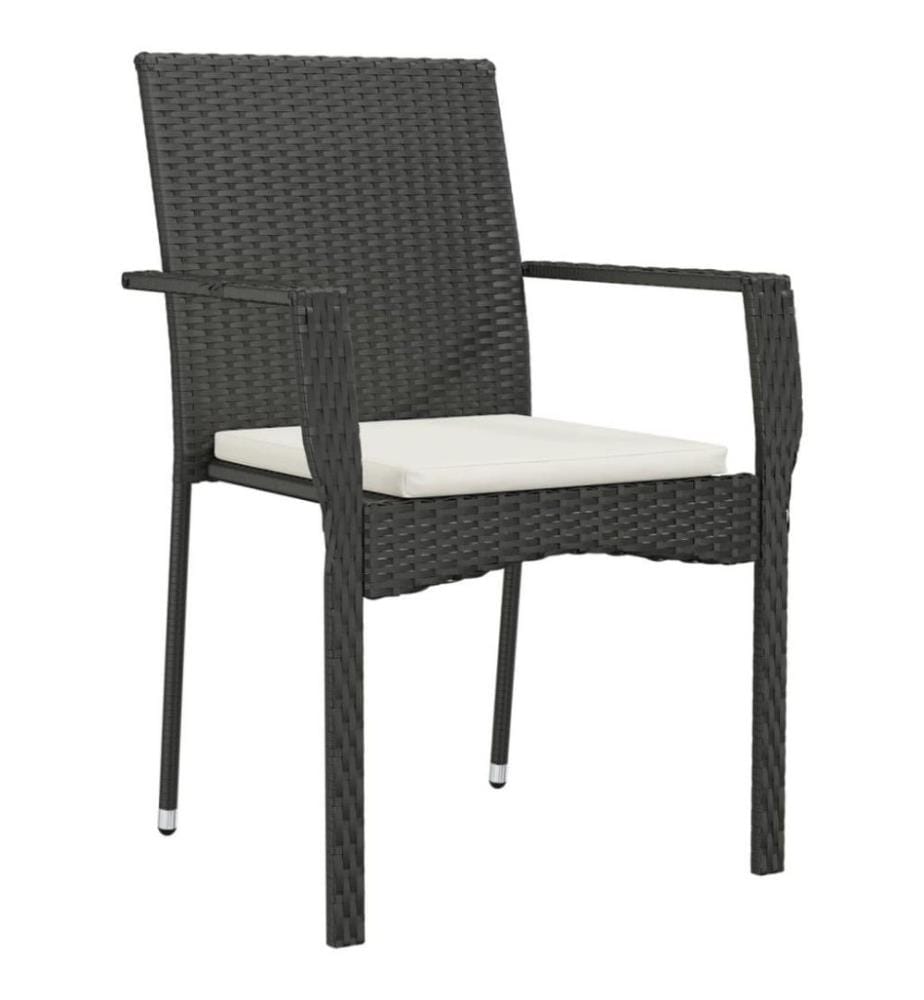 5-tlg. Garten-Lounge-Set mit Kissen Schwarz Poly Rattan