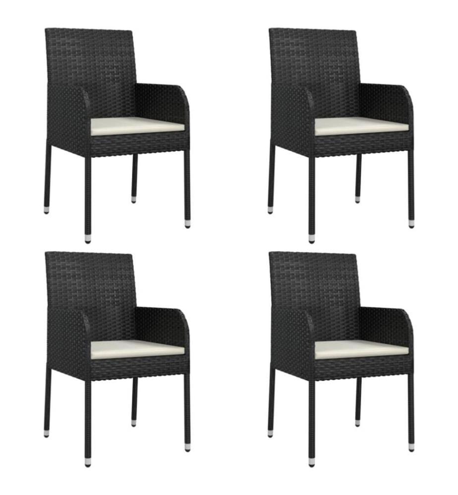 5-tlg. Garten-Lounge-Set mit Kissen Schwarz Poly Rattan