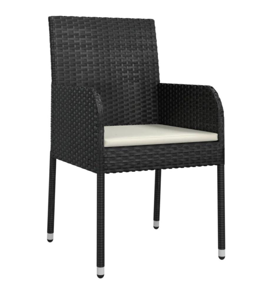 5-tlg. Garten-Lounge-Set mit Kissen Schwarz Poly Rattan