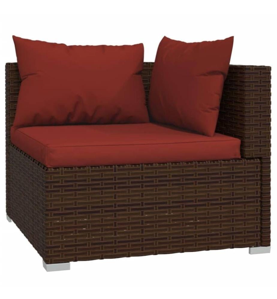9-tlg. Garten-Lounge-Set mit Kissen Braun Poly Rattan