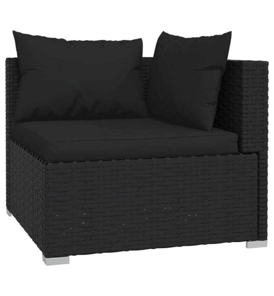 5-tlg. Garten-Lounge-Set mit Kissen Poly Rattan Schwarz