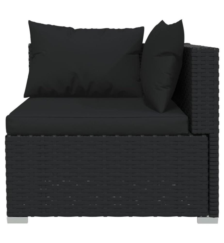 5-tlg. Garten-Lounge-Set mit Kissen Poly Rattan Schwarz