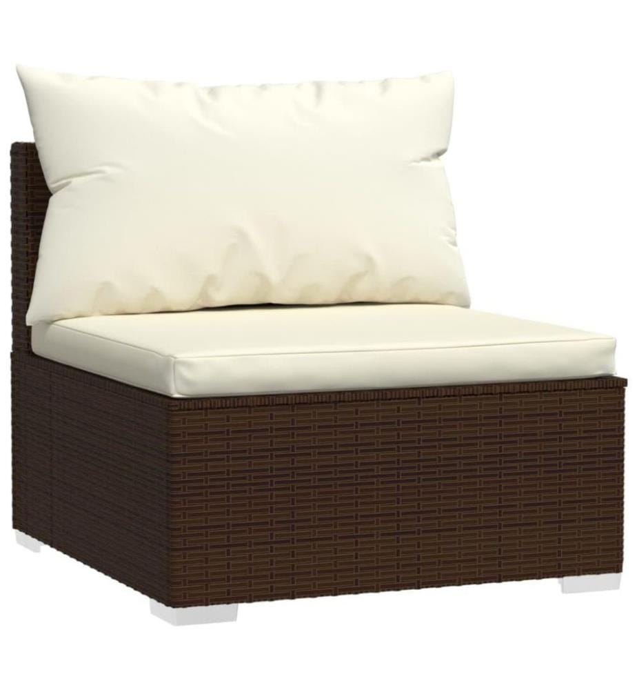 4-tlg. Garten-Lounge-Set mit Kissen Poly Rattan Braun