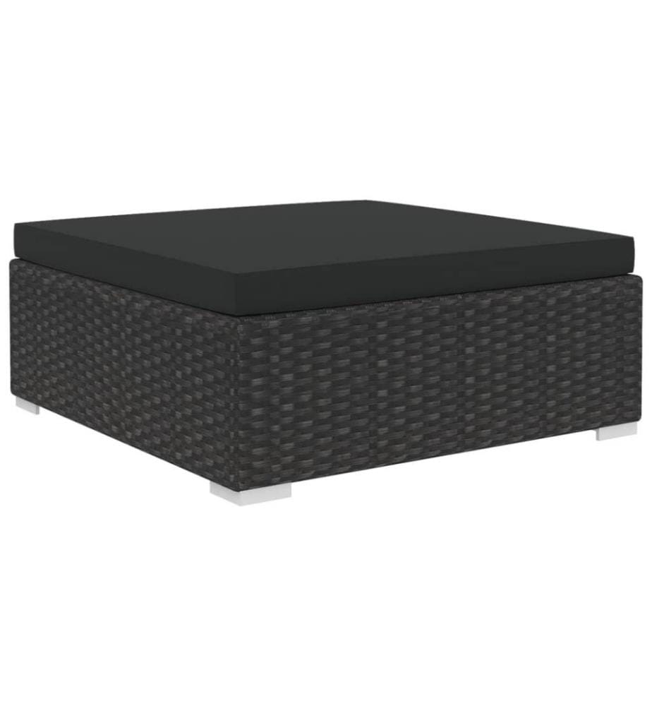 7-tlg. Garten-Lounge-Set mit Auflagen Poly Rattan Schwarz