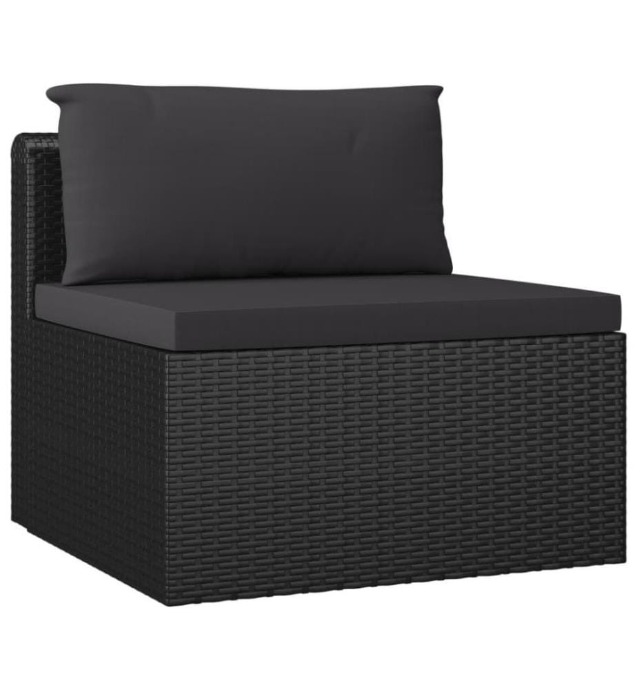 7-tlg. Garten-Lounge-Set mit Kissen Poly Rattan Schwarz