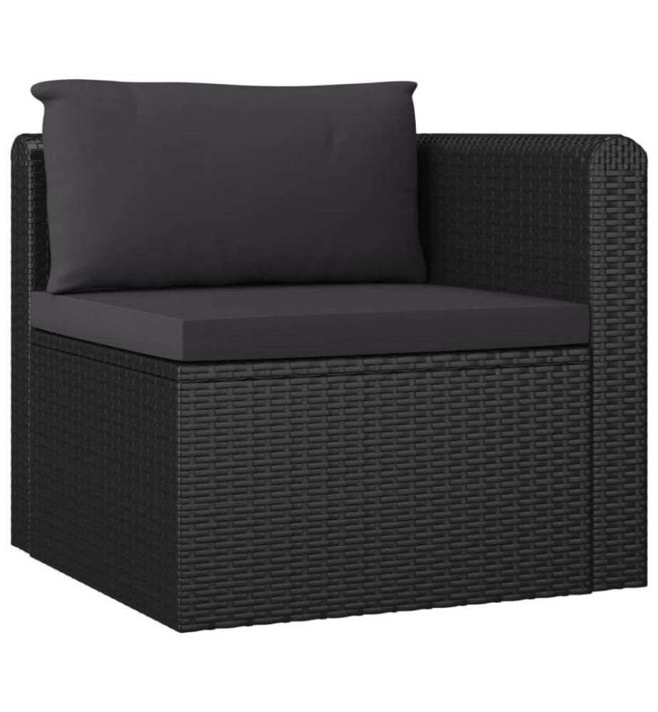 7-tlg. Garten-Lounge-Set mit Kissen Poly Rattan Schwarz