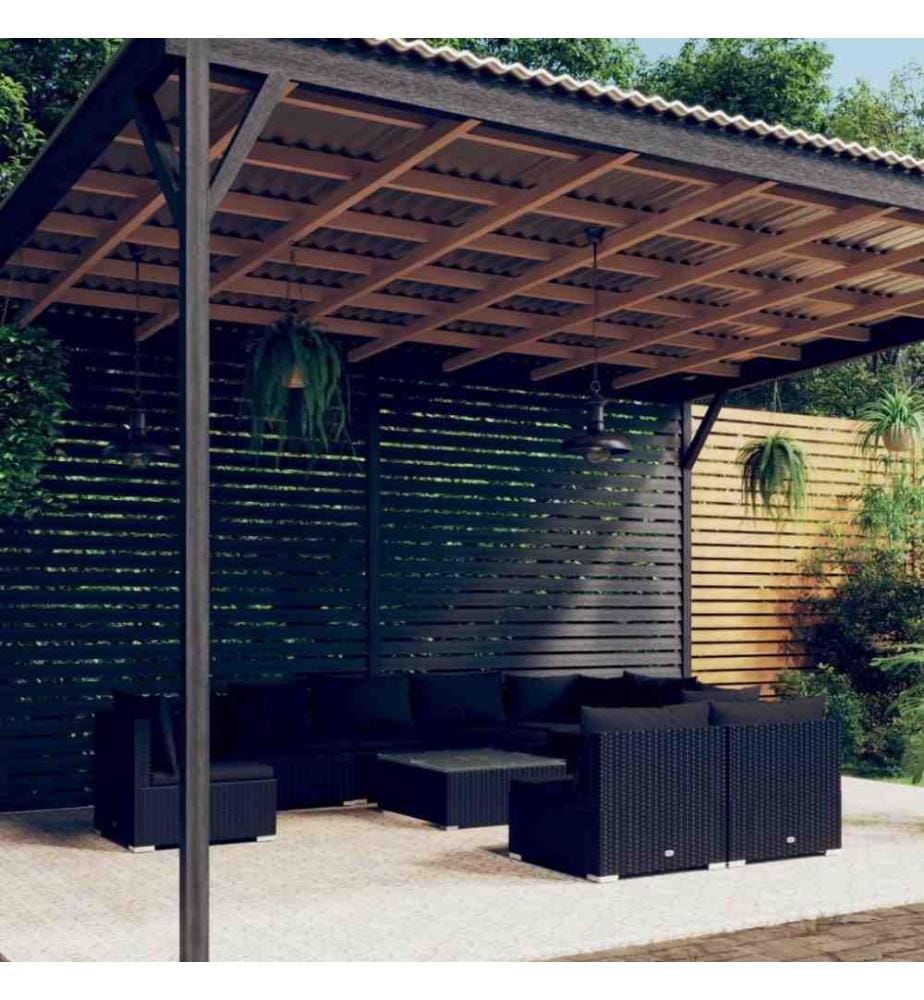 10-tlg. Garten-Lounge-Set mit Kissen Poly Rattan Schwarz