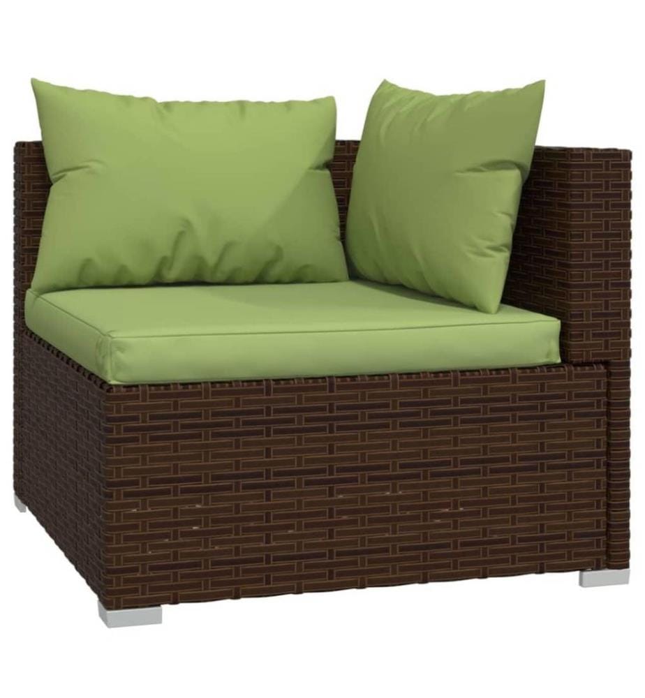 6-tlg. Garten-Lounge-Set mit Kissen Poly Rattan Braun