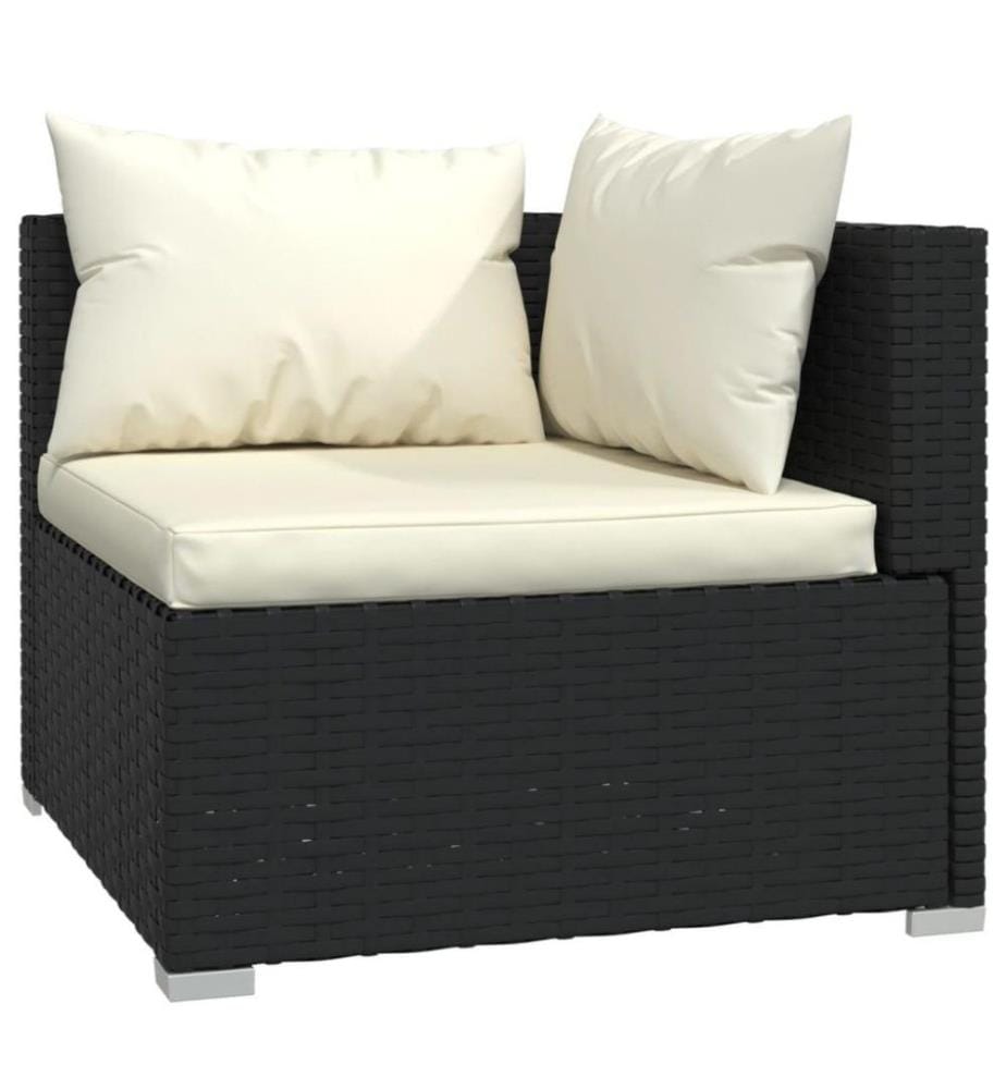 9-tlg. Garten-Lounge-Set mit Kissen Poly Rattan Schwarz