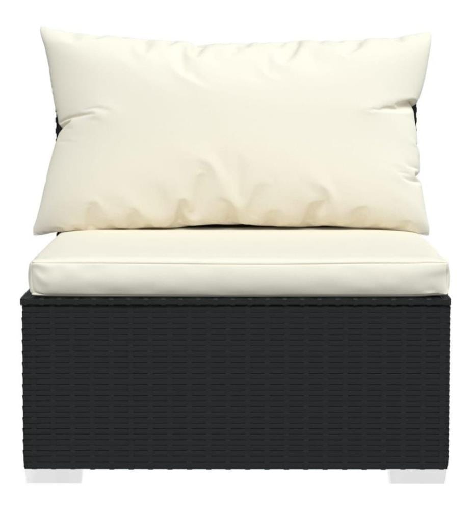 6-tlg. Garten-Lounge-Set mit Kissen Poly Rattan Schwarz