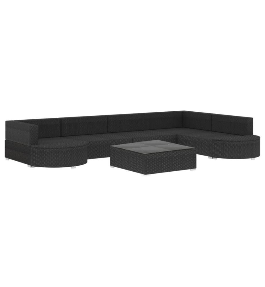 8-tlg. Garten-Lounge-Set mit Auflagen Poly Rattan Schwarz