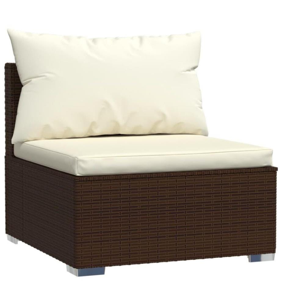 7-tlg. Garten-Lounge-Set mit Kissen Braun Poly Rattan