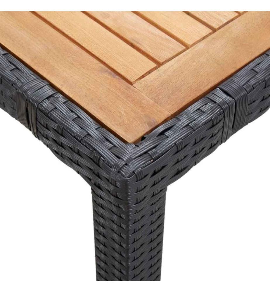 7-tlg. Garten-Essgruppe mit Auflagen Poly Rattan Schwarz