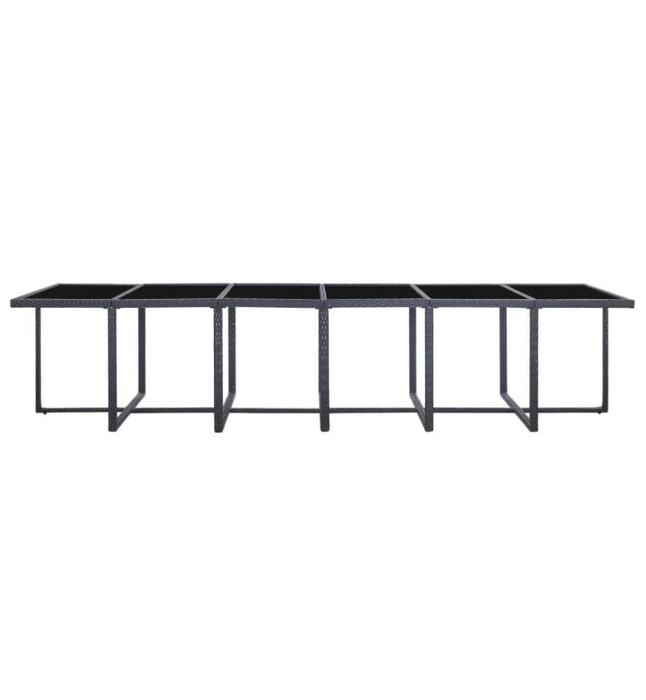 Salon de jardin 17 pcs avec coussins Résine tressée Noir