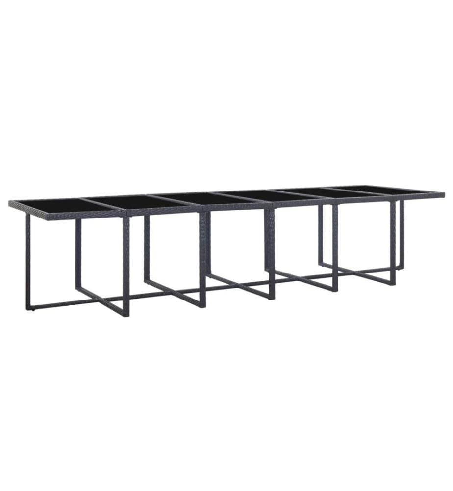 Salon de jardin 17 pcs avec coussins Résine tressée Noir
