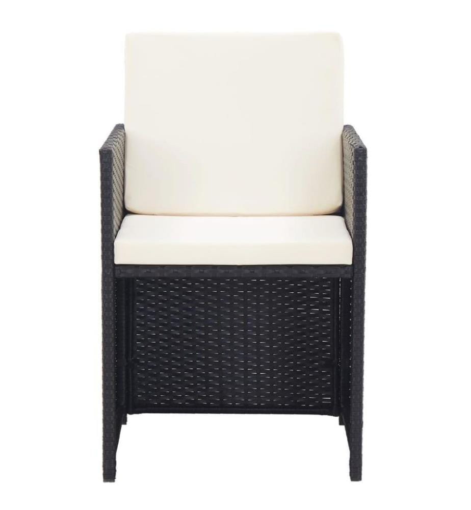 Salon de jardin 17 pcs avec coussins Résine tressée Noir