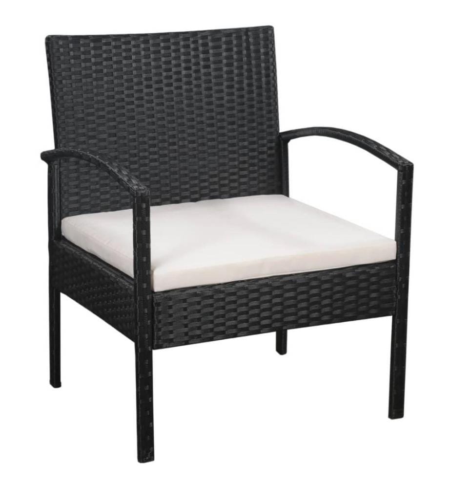 5-tlg. Garten-Lounge-Set mit Auflagen Poly Rattan Schwarz