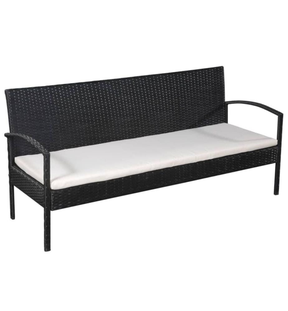5-tlg. Garten-Lounge-Set mit Auflagen Poly Rattan Schwarz