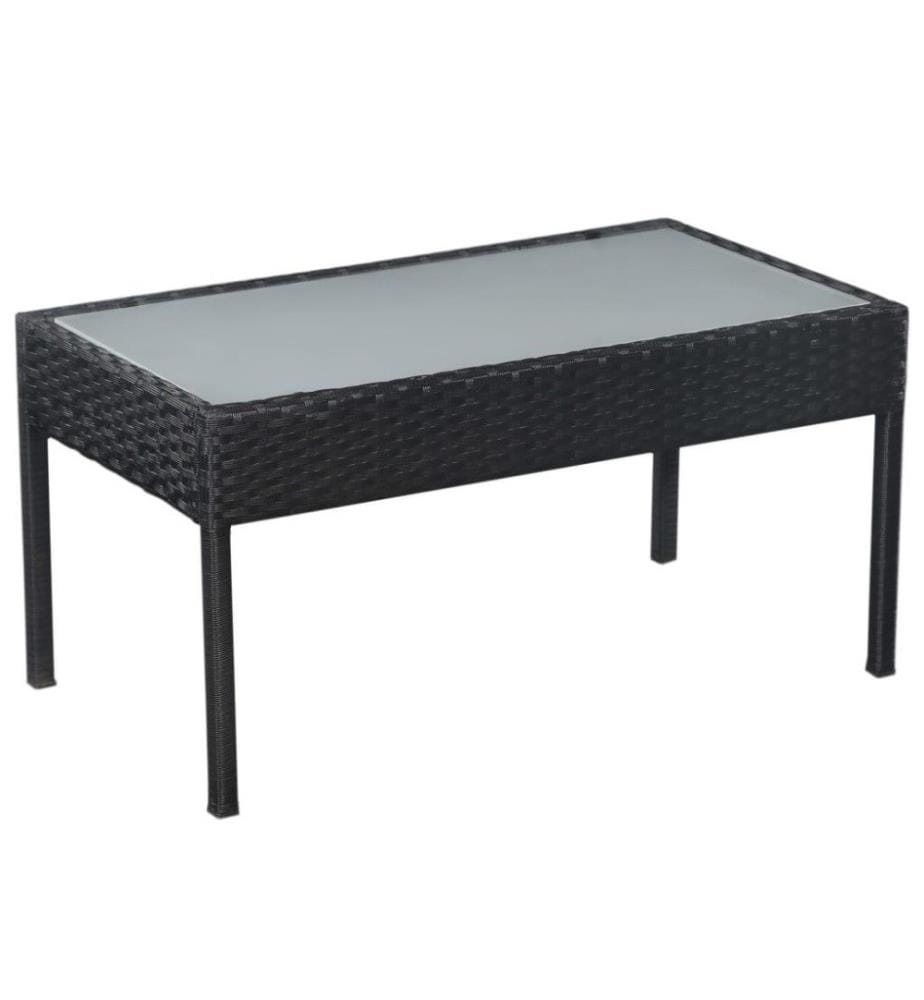 5-tlg. Garten-Lounge-Set mit Auflagen Poly Rattan Schwarz