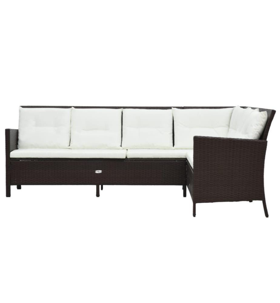 3-tlg. Garten-Lounge-Set mit Auflagen Poly Rattan Braun