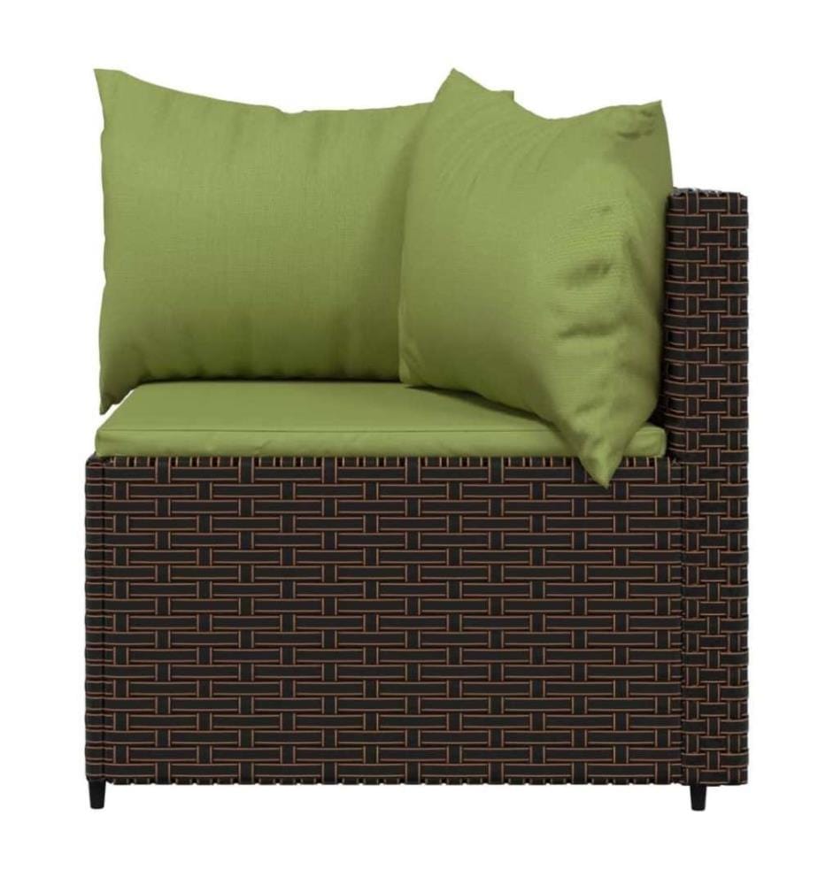 Salon de jardin 4 pcs avec coussins Marron Résine tressée