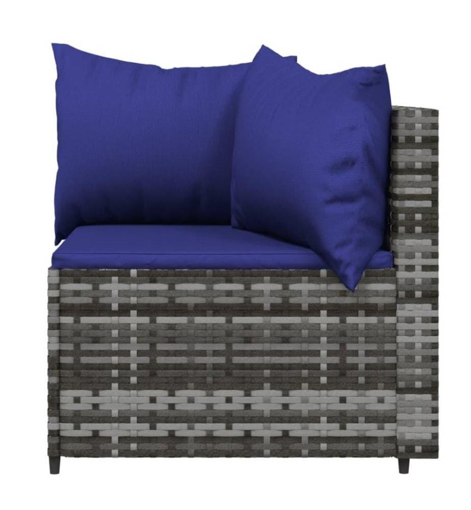 Salon de jardin 4 pcs avec coussins Gris Résine tressée