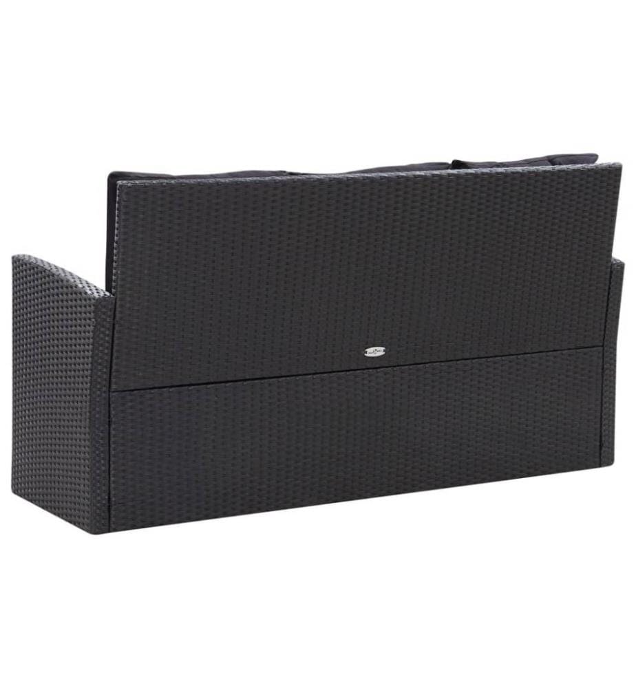 6-tlg. Garten-Lounge-Set mit Kissen Poly Rattan Schwarz