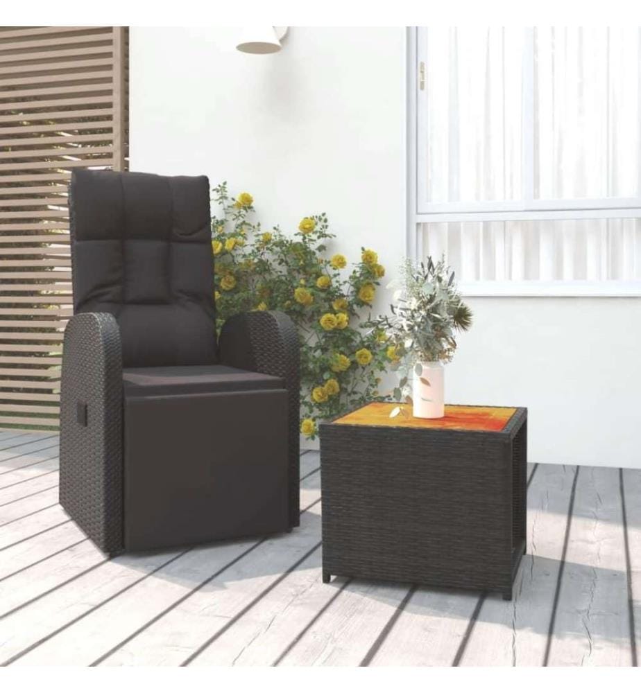 Ensemble de salon de jardin 2 pcs noir poly rotin et acacia