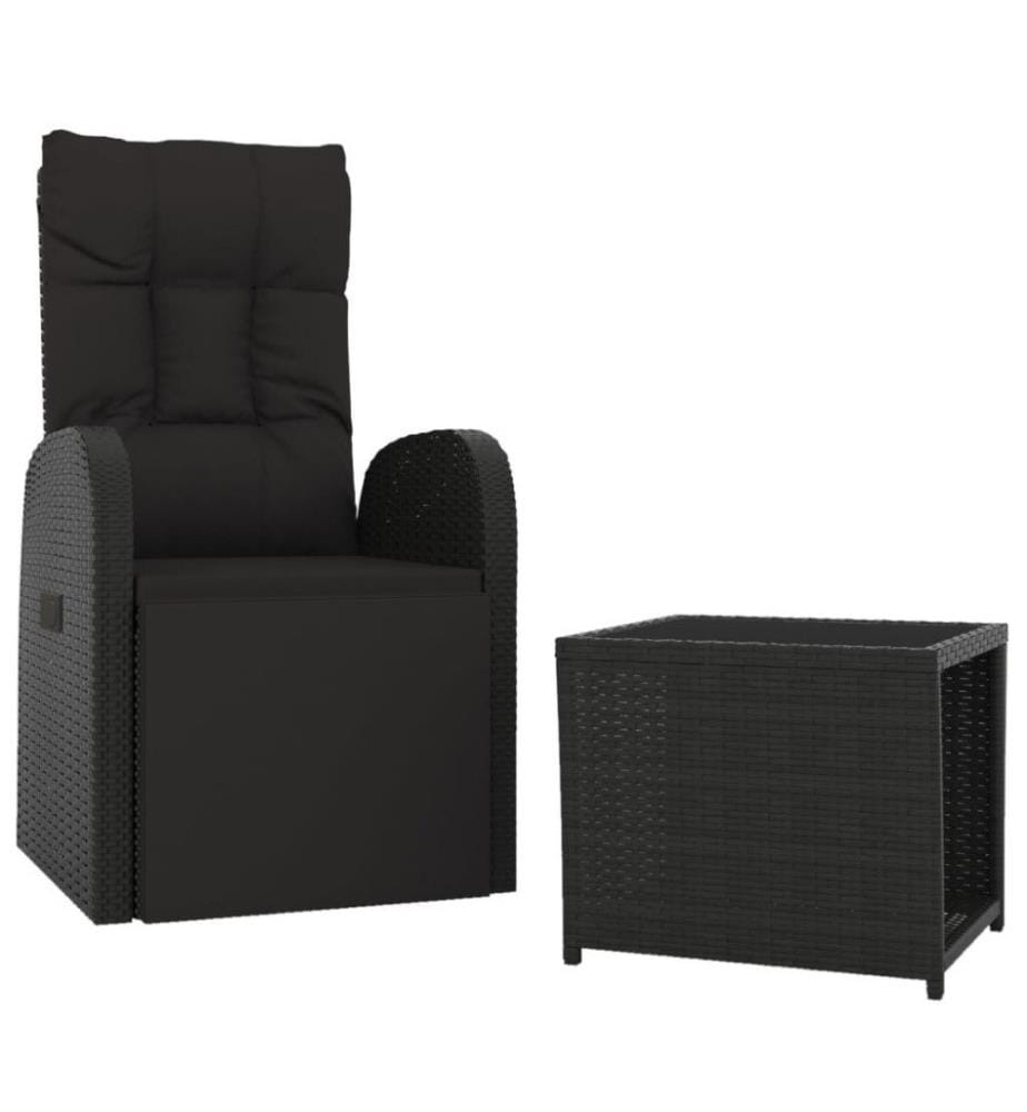 Ensemble de salon de jardin 2 pcs noir poly rotin et acier