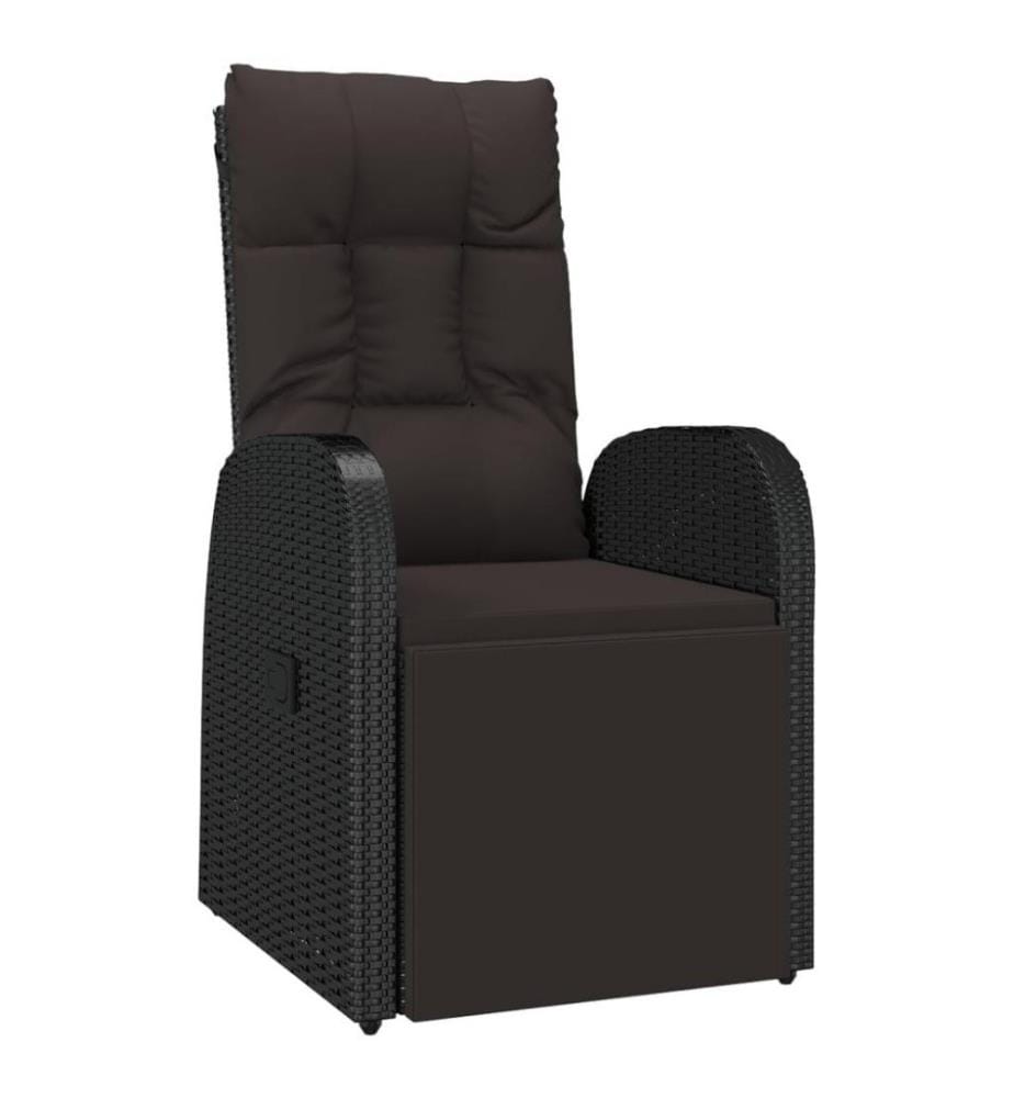 Ensemble de salon de jardin 2 pcs noir poly rotin et acier