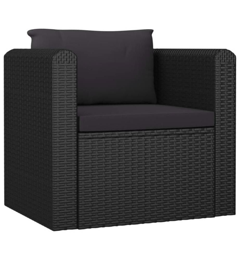 10-tlg. Garten-Lounge-Set mit Kissen Poly Rattan Schwarz