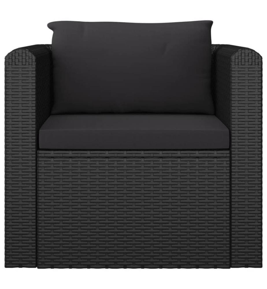10-tlg. Garten-Lounge-Set mit Kissen Poly Rattan Schwarz
