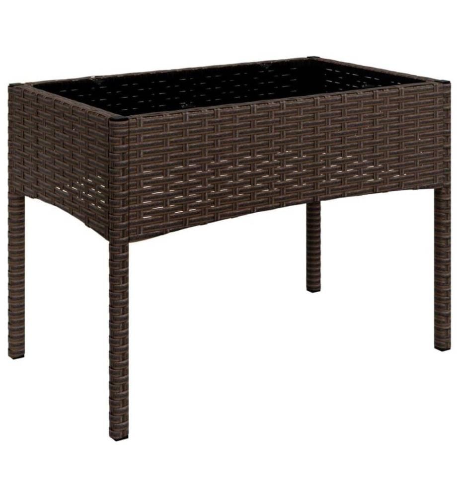 4-tlg. Garten-Lounge-Set mit Kissen Braun Poly Rattan
