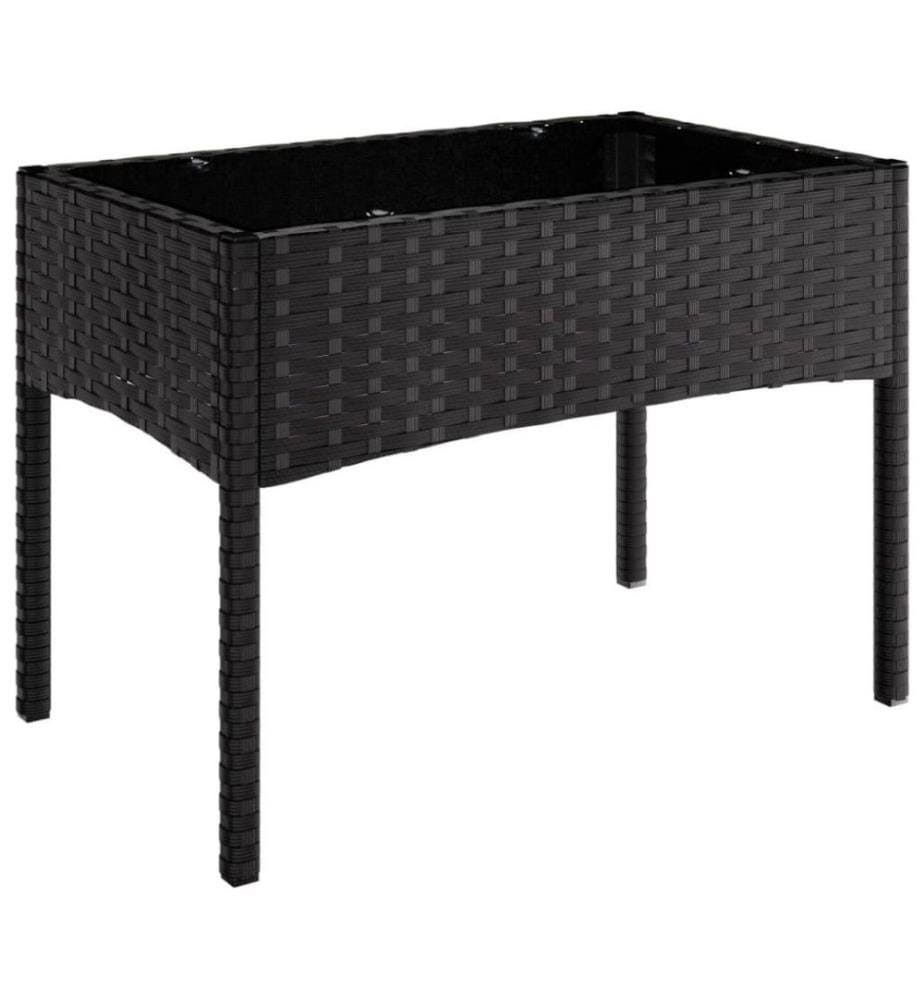 4-tlg. Garten-Lounge-Set mit Kissen Schwarz Poly Rattan