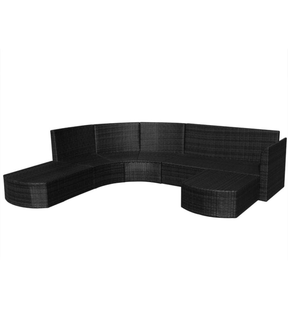4-tlg. Garten-Lounge-Set mit Auflagen Poly Rattan Schwarz