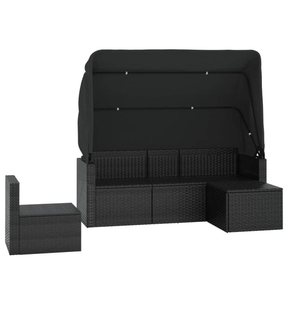 4-tlg. Garten-Sofagarnitur mit Kissen Schwarz Poly Rattan