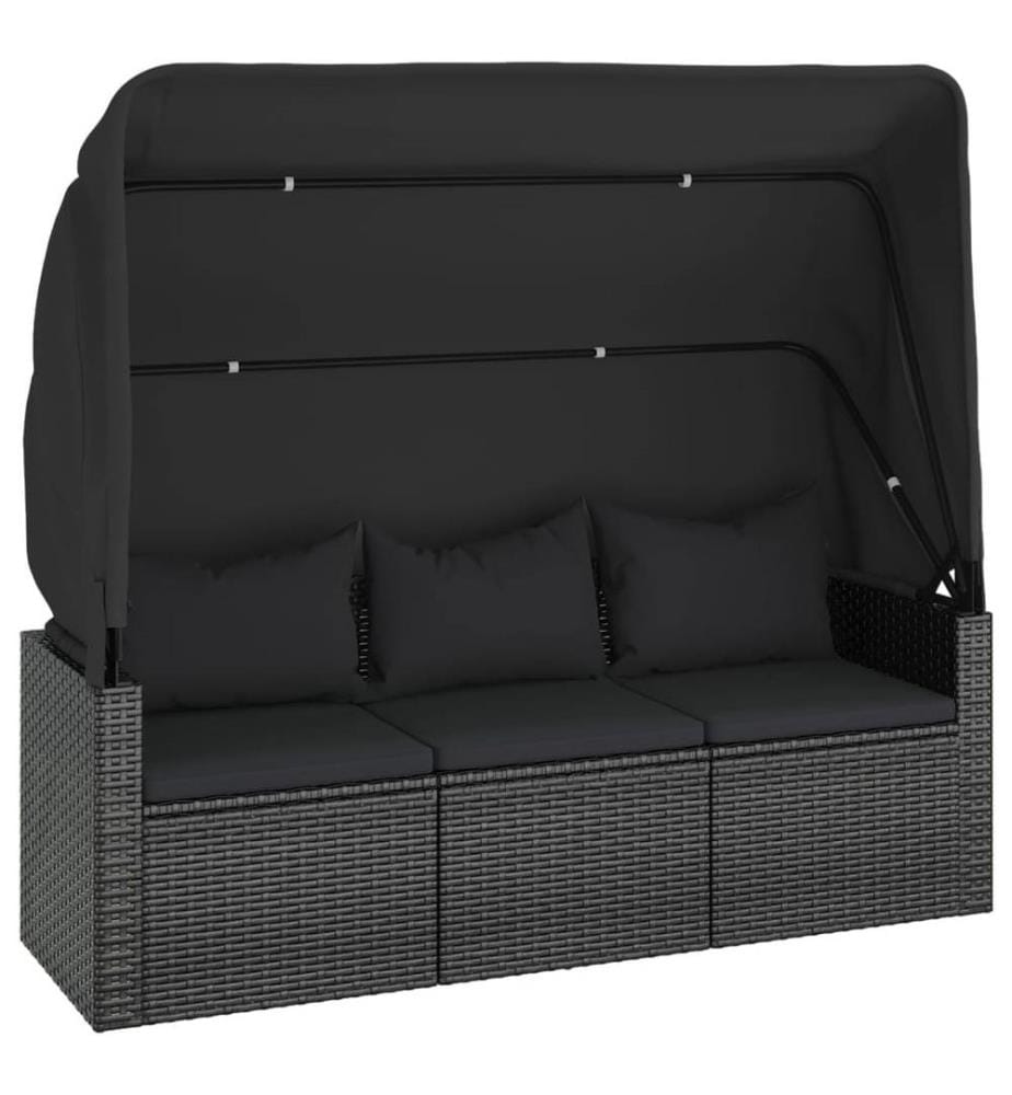 4-tlg. Garten-Sofagarnitur mit Kissen Schwarz Poly Rattan
