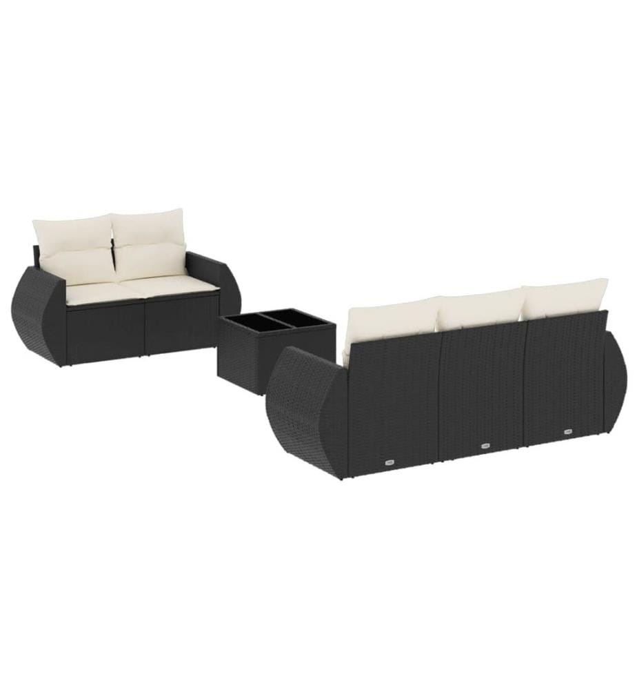 6-tlg. Garten-Sofagarnitur mit Kissen Schwarz Poly Rattan