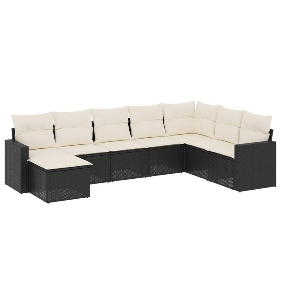8-tlg. Garten-Sofagarnitur mit Kissen Schwarz Poly Rattan