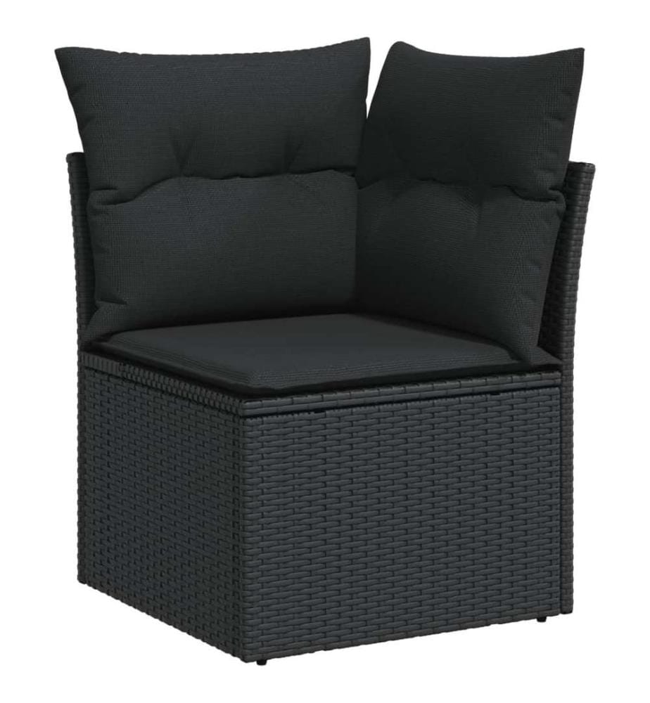 8-tlg. Garten-Sofagarnitur mit Kissen Schwarz Poly Rattan