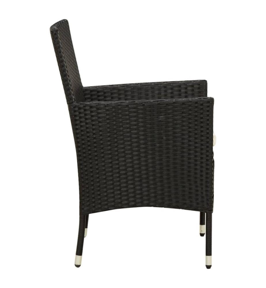 7-tlg. Garten-Essgruppe mit Auflagen Poly Rattan Schwarz