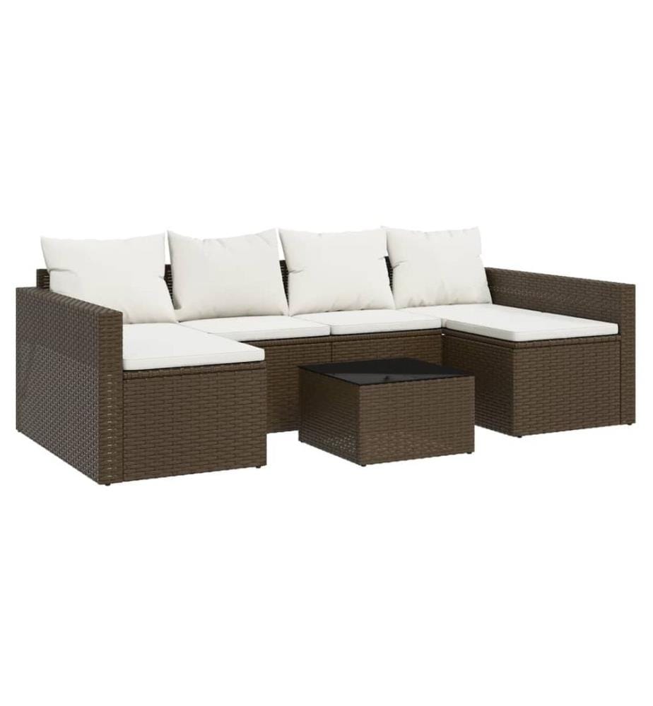 2-tlg. Garten-Lounge-Set mit Kissen Braun Poly Rattan