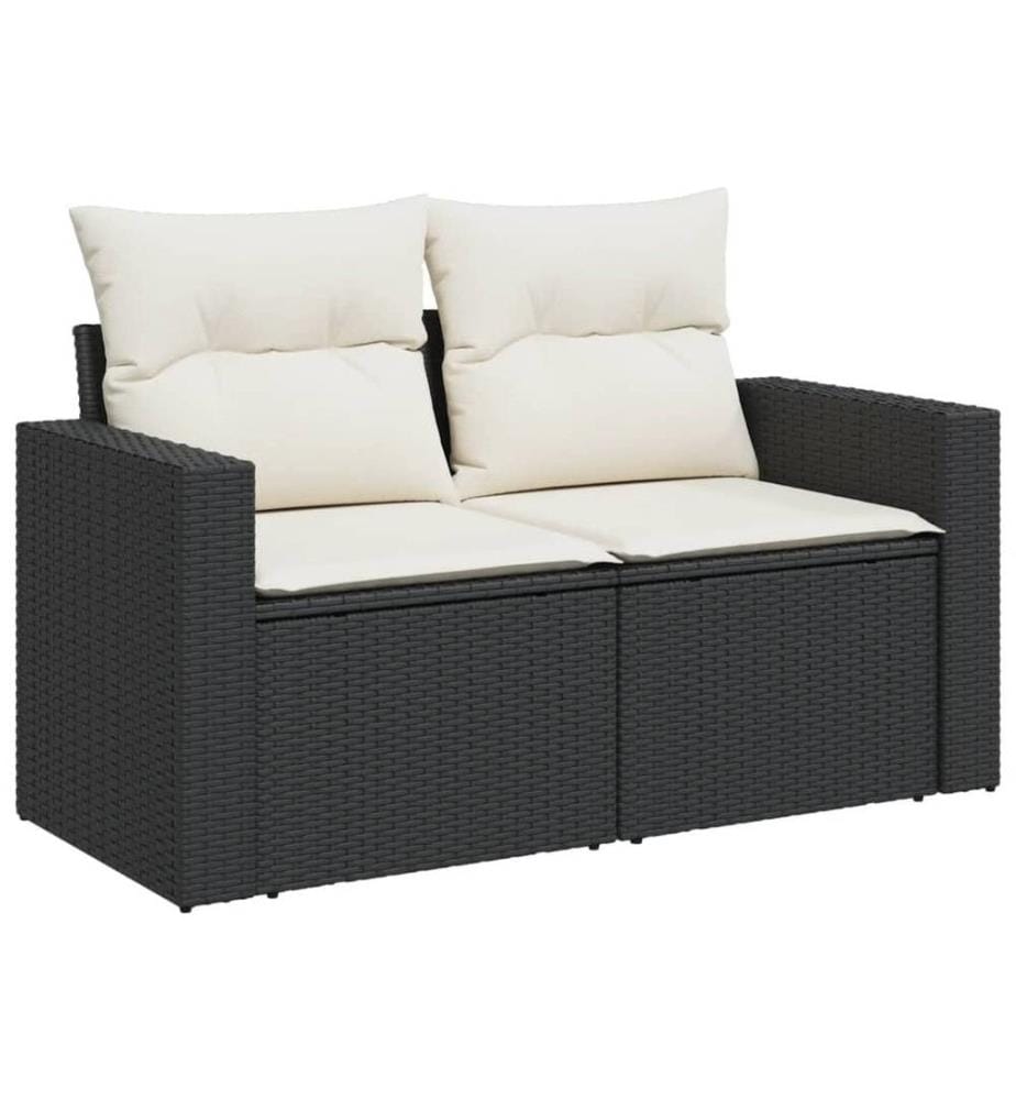 9-tlg. Garten-Sofagarnitur mit Kissen Schwarz Poly Rattan
