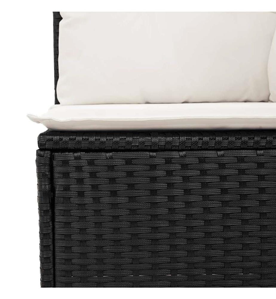 9-tlg. Garten-Sofagarnitur mit Kissen Schwarz Poly Rattan