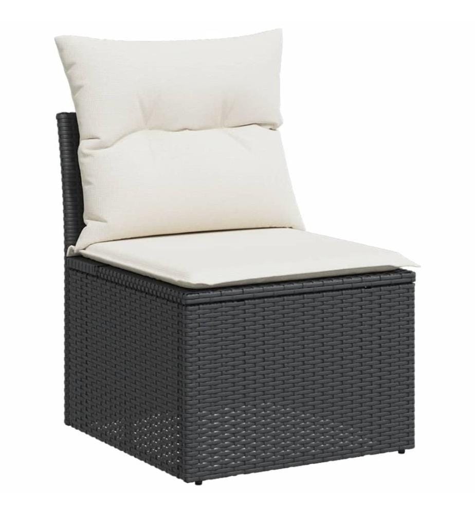 6-tlg. Garten-Sofagarnitur mit Kissen Schwarz Poly Rattan