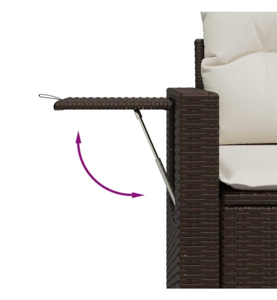 7-tlg. Garten-Sofagarnitur mit Kissen Braun Poly Rattan