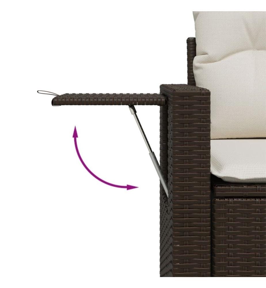 8-tlg. Garten-Sofagarnitur mit Kissen Braun Poly Rattan